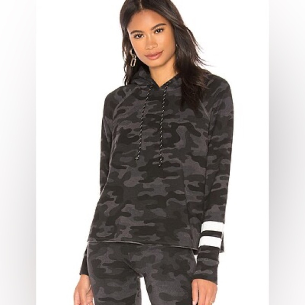 $100 Sundry Soft Camo Stripe Sleeve Hoodie - size 2